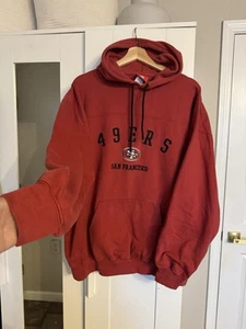 VTG San Francisco 49ers Hoodie 2XL NFL Rugged 90s Distressed Washed Sweatshirt - Picture 1 of 20