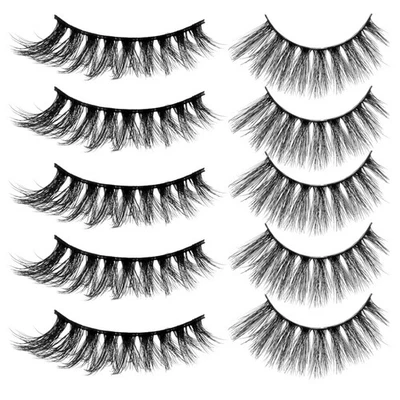 5 paires de faux cils en fibre 3D noire européens américains cils - Image 1 of 4