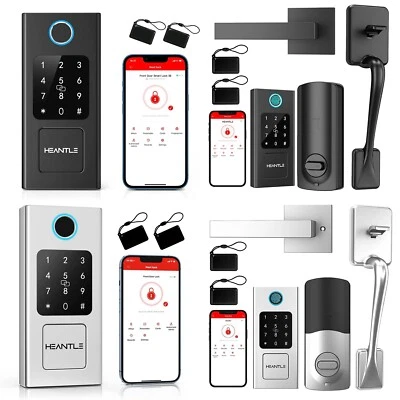 HEANTLE Front Door Lock Set with Handles Keyless Entry Smart Deadbolt Digital Keypad APP