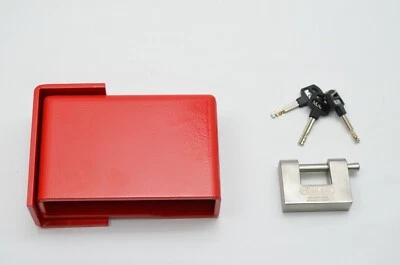 ALL OUT FAB AOF Bolt On Cargo Container High Security Lock Box & 304 Stainless lock Red