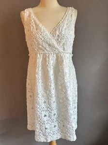 Maggy Boutique White Lace Faux Wrap Dress - Size 12 - Picture 1 of 4