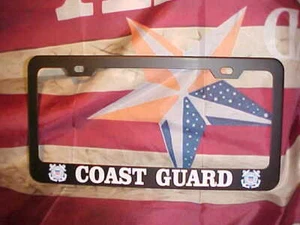 U.S. Coast Guard Black Metal License Plate Frame Sailing NEW - Picture 1 of 5