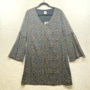 CAbi Dress Womens Medium Black Blue Yellow Baby Floral 3648 Chiffon Boho Shift - Picture 1 of 13