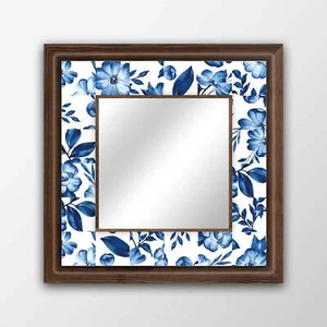 Turquoise Beauty Handmade Mirror Natural Stone Mosaic Tile Wooden Frame Home Art - Picture 1 of 7