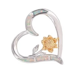 GORGEOUS WHITE FIRE OPAL HEART PENDANT - Picture 1 of 5