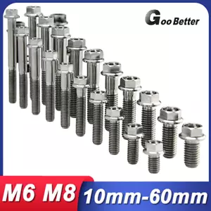 M6 M8 Titanium Ti Hex Head Flange Bolt Screws Grade 5 DIN 6921 Length 10mm-60mm - Picture 1 of 32