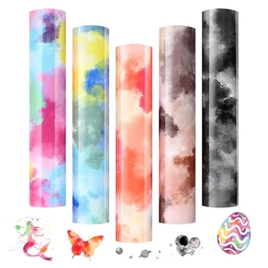 Tie-Dye Plotterfolie Textil, 5 Stück Flexfolie Plotter Textil, Heat Regenbogen T - Bild 1 von 7