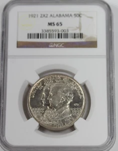 1921 Alabama 2x2 Commemorative Half Dollar - NGC MS65 - Picture 1 of 4