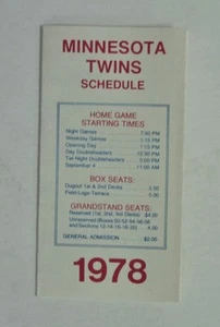 1978 MLB Minnesota Twins Complete Baseball Schedule - - Picture 1 of 4