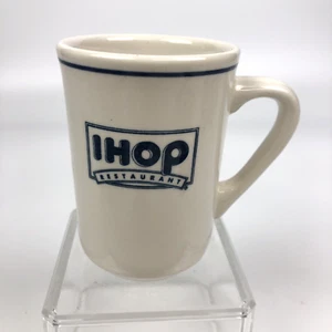 Vintage IHOP Restaurant Geschirr Kaffeebecher weiß blau Büffel Porzellan Abendessen Keramik 4" - Bild 1 von 8