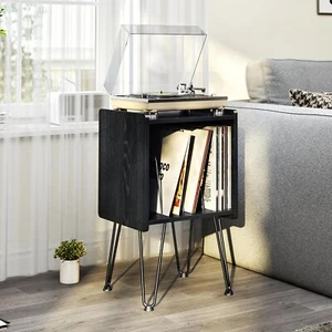 Vinyl Record Player Stand Album Turntable Storage Cabinet Night Stand Side Table - Picture 1 of 15