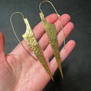 Pendientes Colgantes Bisjoux Picos de Latón Tribal Largo Festival Motociclista Boho Hechos a Mano - Imagen 1 de 13