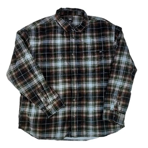 Vans Mayhill Flannel Shacket Mens XL Loose Plaid Long Sleeve Button Up Shirt - Picture 1 of 10