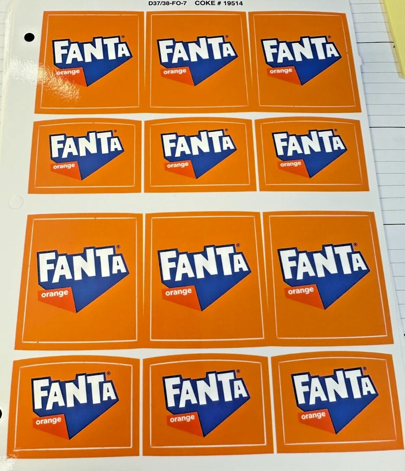 SCREEN ART FANTA Orange Soda Valve Sticker Label, D37/37-FO-3, 6/Sheet