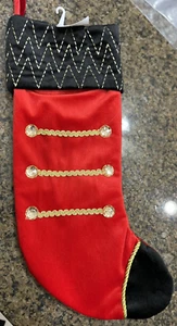 Calza natalizia stile schiaccianoci rosso nero oro nuova - Foto 1 di 2