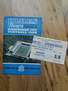 1962 FA Cup 3rd Round Programme & Ticket Birmingham City vs Tottenham / Spurs - Picture 1 of 5