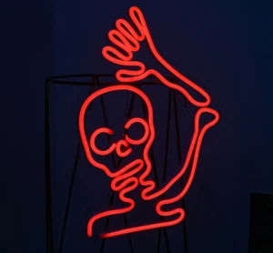 Scheletro teschio festa festa di Halloween personalizzato su misura spaventoso neon luce insegna - Foto 1 di 5