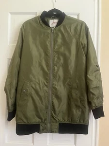 Arizona Jeans Olive Military Green Bomber Jacket Size Medium M Excellent EUC - Picture 1 of 4