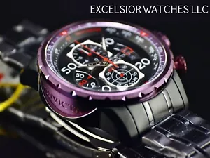 Neu Invicta Herren FLIEGER CHRONOGRAPH Quarz schwarz lila Ton SS 48 mm Uhr - Bild 1 von 9