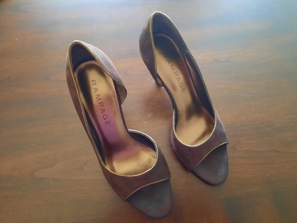 Rampage shoes open toe sandals stiletto high heel brown suede size 7M - Image 1 of 4