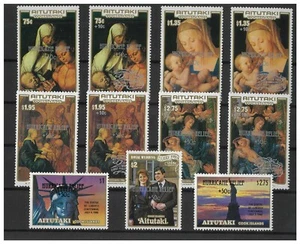 Aitutaki 1987 Hurricane Relief Surcharged Set of 11 Stamps SG56/69 MUH 5-1 - Picture 1 of 1