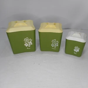 Green Nesting Canister Set With Lids Set of 3 1950's - Picture 1 of 8