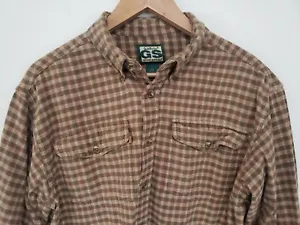 GANDER MOUNTAIN Guide Series Mens LT Shirt Button Flannel Brown Plaid - Picture 1 of 5