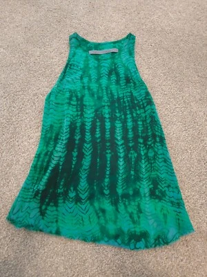 Blusa sin mangas Raquel Allegra talla 0 (pequeña) verde esmeralda 100 % seda tie dye $435 Foto 1 de 4