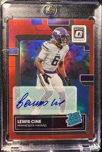 2022 Donruss Optic Lewis Cine Red Auto Rated Rookie 75 /75 #258 -Vikings - Picture 1 of 2