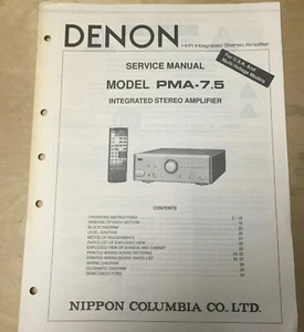 Original Denon Service Manual for the PMA-7.5 Amplifier Owner/User - Picture 1 of 1