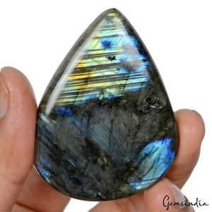 220 Cts Natural Untreated Golden Blue Labradorite Pear Cab Loose Gem For Pendant - Picture 1 of 5