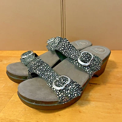 Sandalias Dansko Sophie Azul/Negro Mosaico Lunares Talla EU 39, US 8.5 Hebilla Cómoda Foto 1 de 4