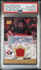 2015 Upper Deck Team Canada Juniors 101 Connor McDavid Patch Auto /125 PSA 10
