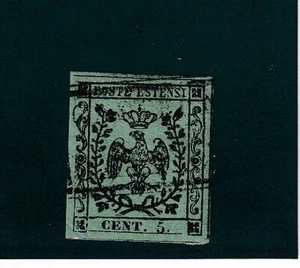 Modena 1852 5 c. grün mit Punkt nach den Zahlen sehr gut marginiert (Cod.5704) - Bild 1 von 1