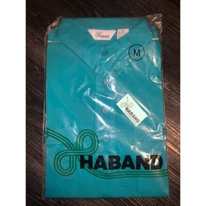 VTG, NWT! Haband! Comfort Club Teal Turquoise Knit Sport Shirt Medium - Bild 1 von 2