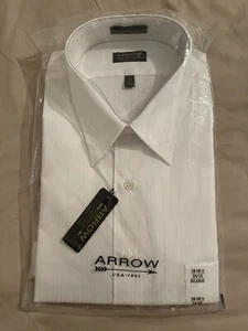 Camisa de vestir Arrow satinada sarga blanca 2XL - Imagen 1 de 8