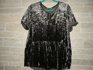 Alter’d State boho velvet ruffle babydoll shirt blouse L large dark olive green - Foto 1 di 14