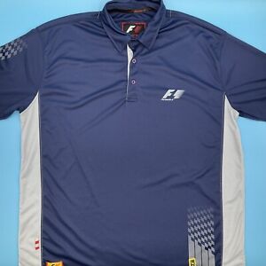 Formula 1 F1 Men’s 1/4 Button Polo Shirt Navy Blue Short Sleeve - 2XL 