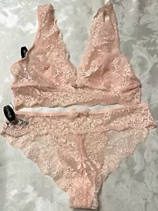 NWT ADORE ME 1357/1359 Lace Seashell Pink S Bralette & Bikini Panties Set #324 - Picture 1 of 23