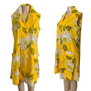 Vestido hawaiano casual polinesio amarillo y blanco - Imagen 1 de 14