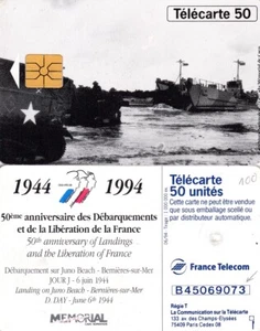 LOT DE 2 TELECARTES 50 .DEBARQUEMENT SUR JUNO BEACH.  / JOUR J / 6 JUIN 1944.  - Picture 1 of 1