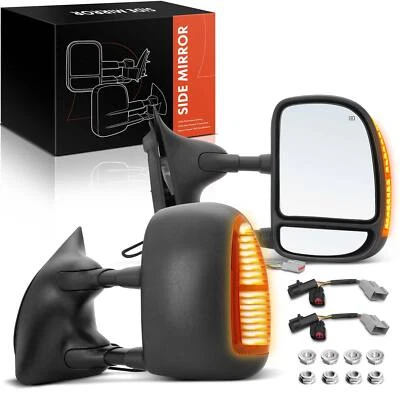 2x Black Power Heated Towing Mirror with Turn Signal for Ford F250 Super Duty - Image 1 of 4
