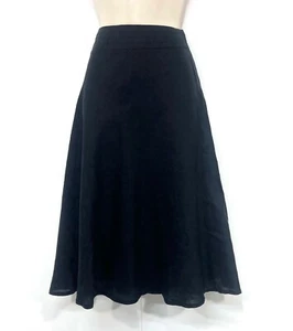TU Light Pure LINEN Classic Style Women's Black Flared Skirt UK 12 NEW - Picture 1 of 4