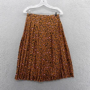 J Crew Plissee Tiermotiv Midirock Größe 2 Zierlich Braun Damen Karriere Preppy - Bild 1 von 15