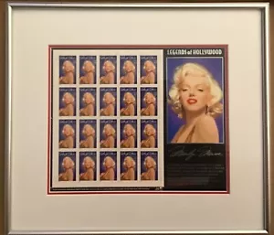 Framed and Double Matted Legends of Hollywood 1995 Marilyn Monroer Stamp Sheet - Picture 1 of 2