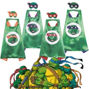 Ninja Turtles Capes and Felt Masks Set Kids Costumes Boys Girls Dress Halloween - Picture 1 of 12