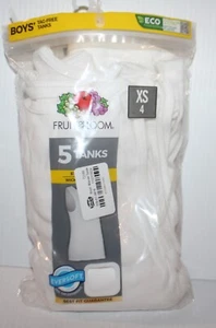 Fruit of the Loom® Boys Undershirts, 5-Pack White Tank Tops size XS 4 - Picture 1 of 1