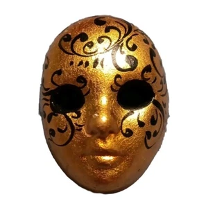 Vintage Keramik Masken Anstecknadel/Brosche Gold - Bild 1 von 2