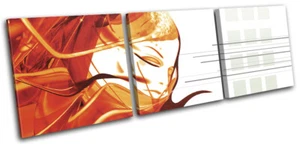 Girl Design Female Orange Gift Abstract TREBLE CANVAS WALL ART Picture Print - Picture 1 of 1