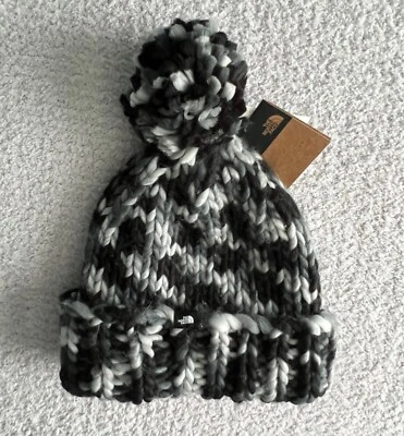Gorro de invierno North Face para mujer gris niñera pompón tejido a mano talla única Foto 1 de 4